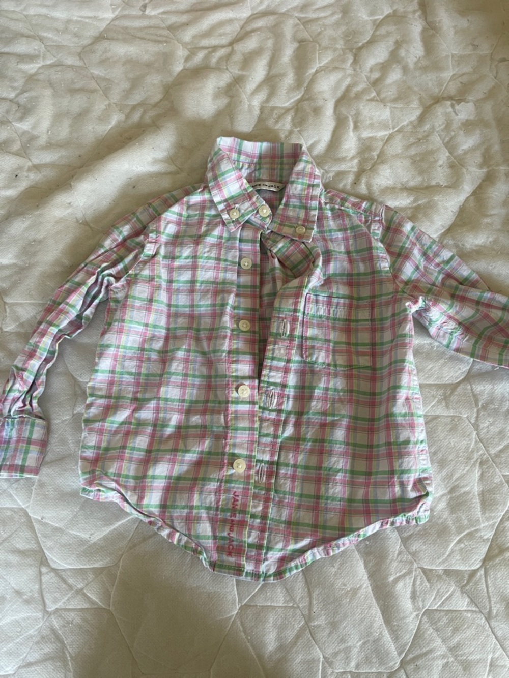 Janie and Jack Pastel Pink & Green Plaid Button-Down Shirt